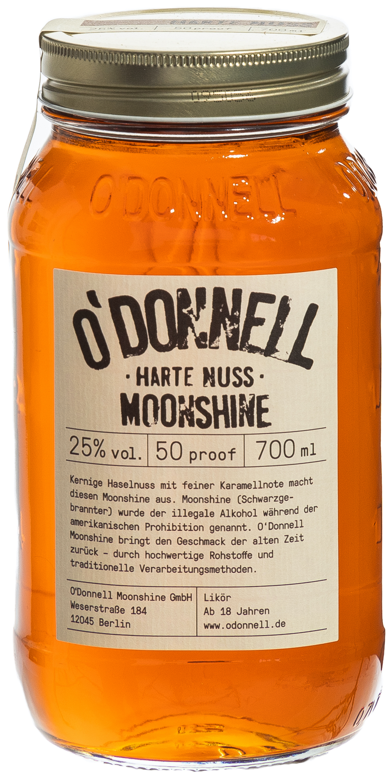 O`Donnell Moonshine Harte Nuss 25% vol. 0,7L