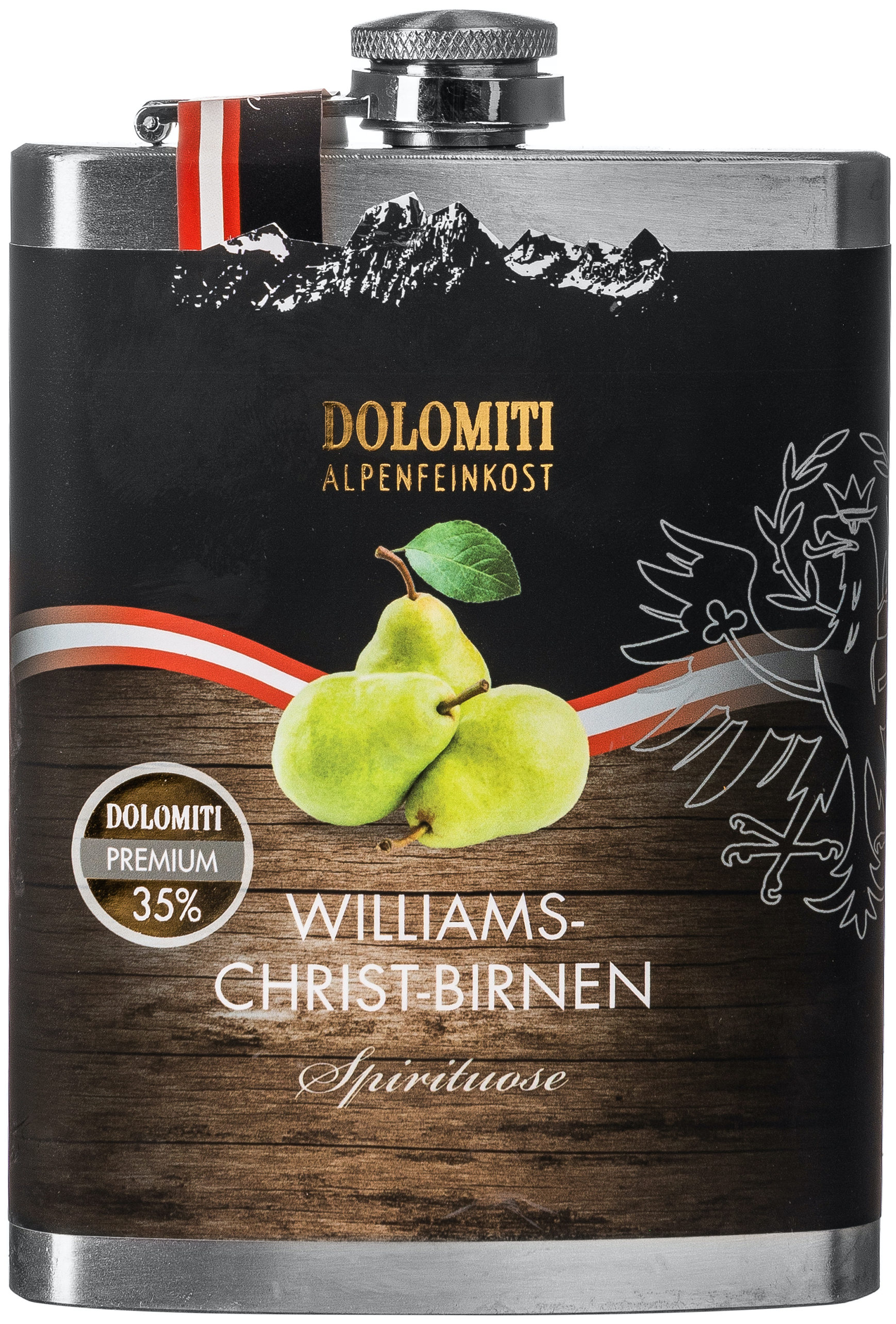 Dolomiti Williams-Christ-Birnen Flachmann 35% vol. 0,2L