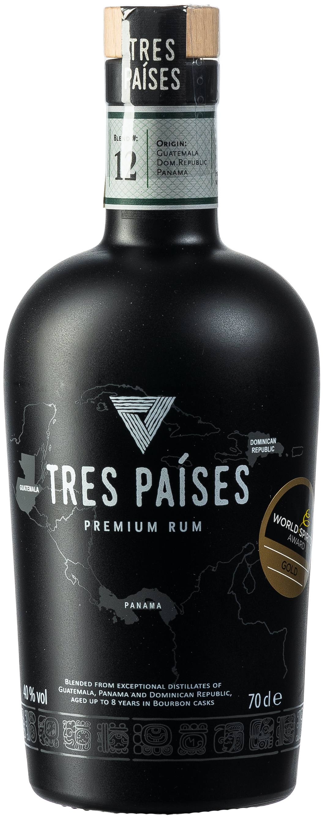 Tres Paises Premium Rum 40% vol. 0,7L + 1 Glas
