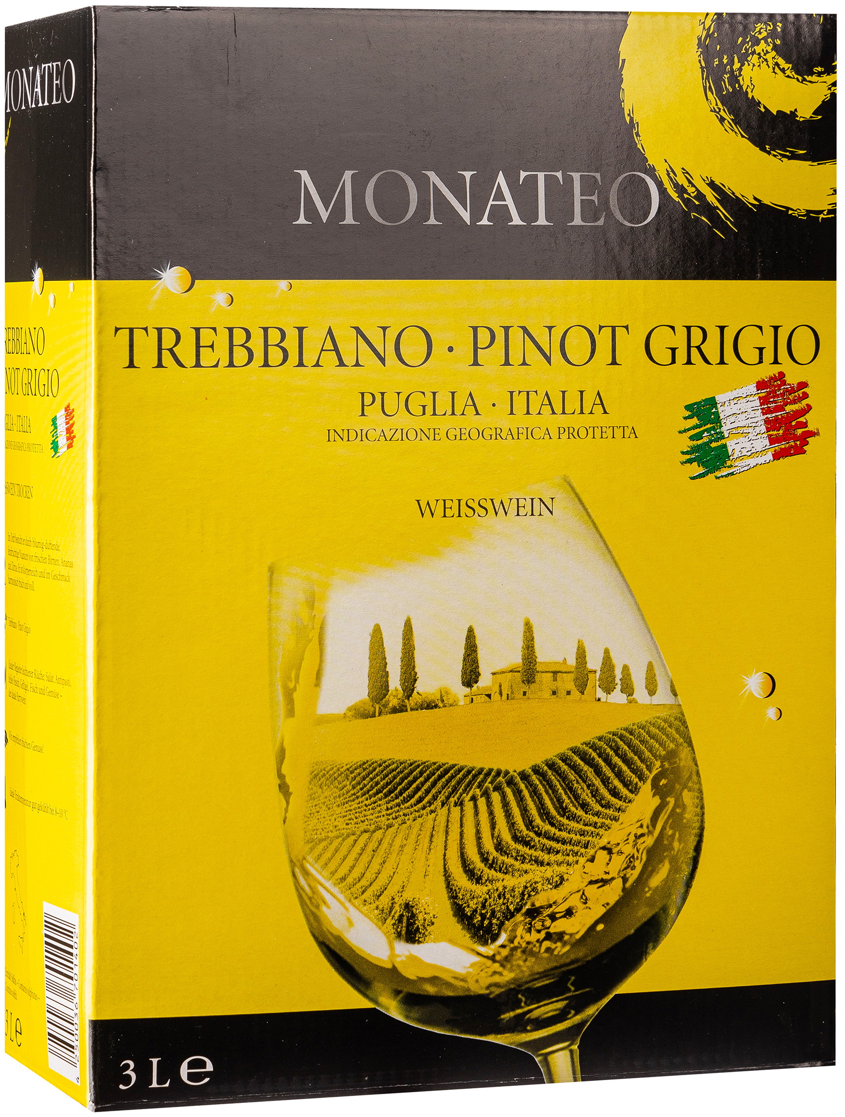 Monateo Trebbiano Pinot Grigio Weiss trocken IGP 11,5% vol. 3,0L 