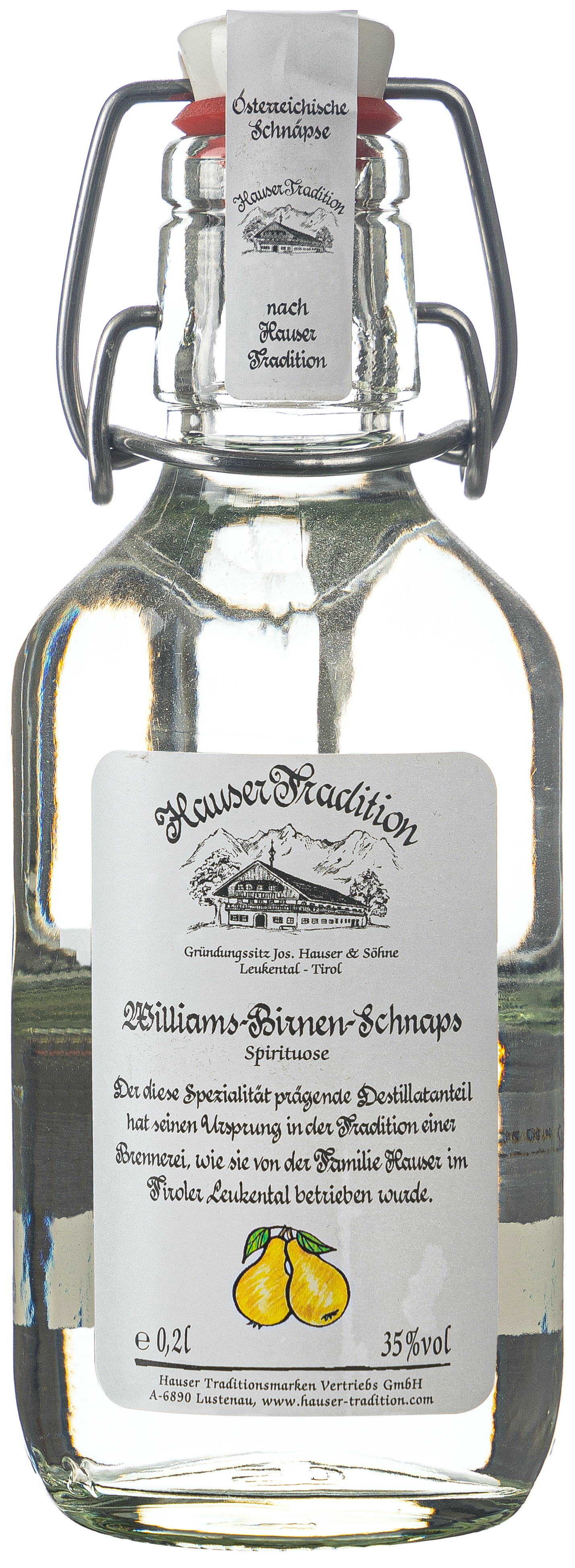 Hauser Tradition Williams Birnen Schnaps 35% vol. 0,2L