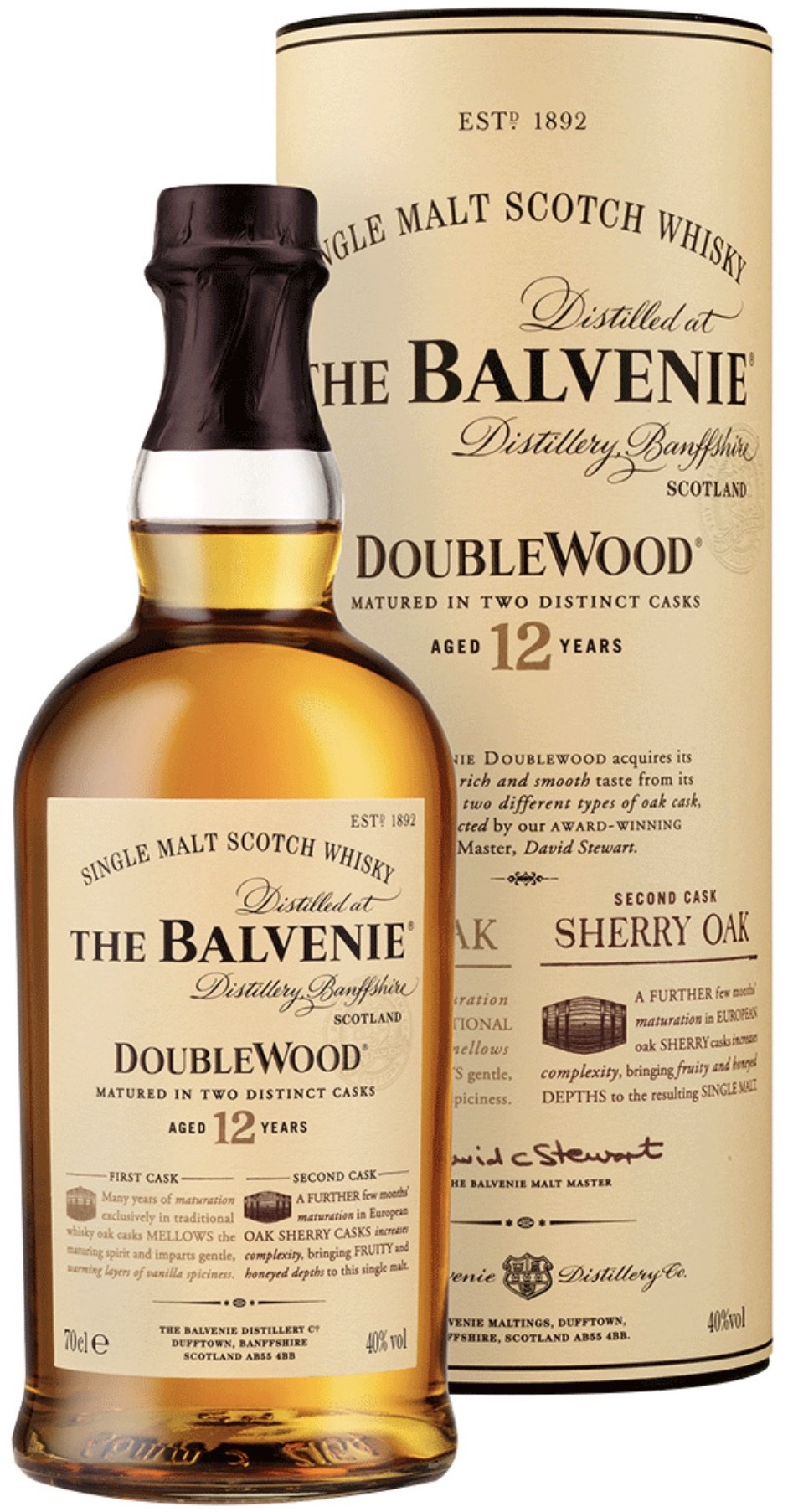 The Balvenie Single Malt Scotch Whisky DoubleWood 12 Years 40% GP 0,7L