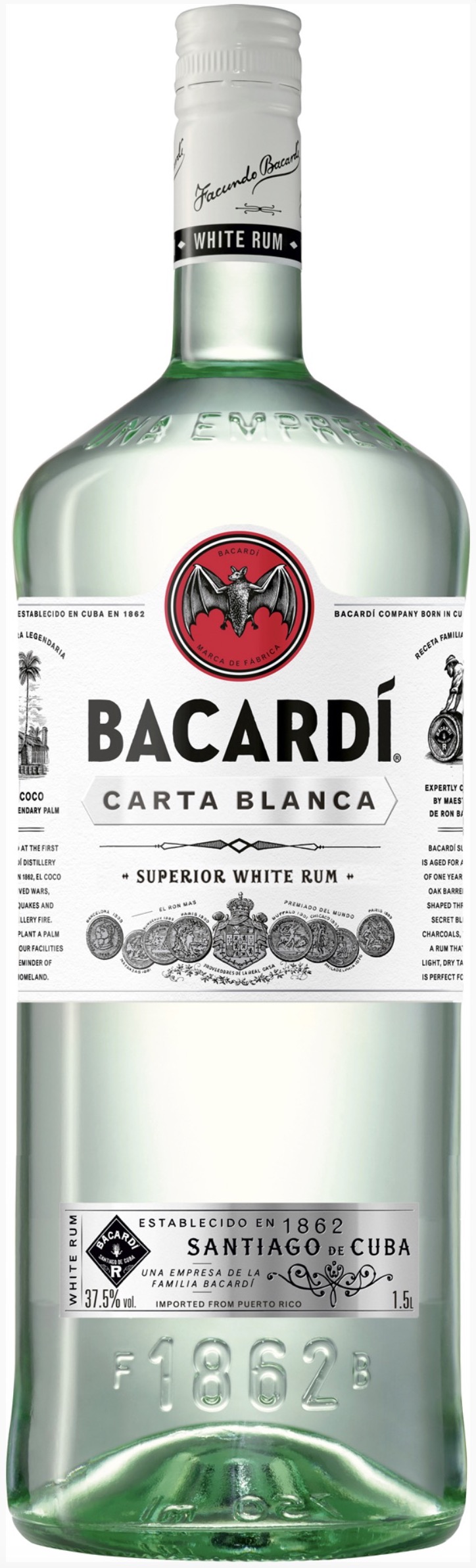BACARDI Carta Blanca Rum 37,5% 1,5L