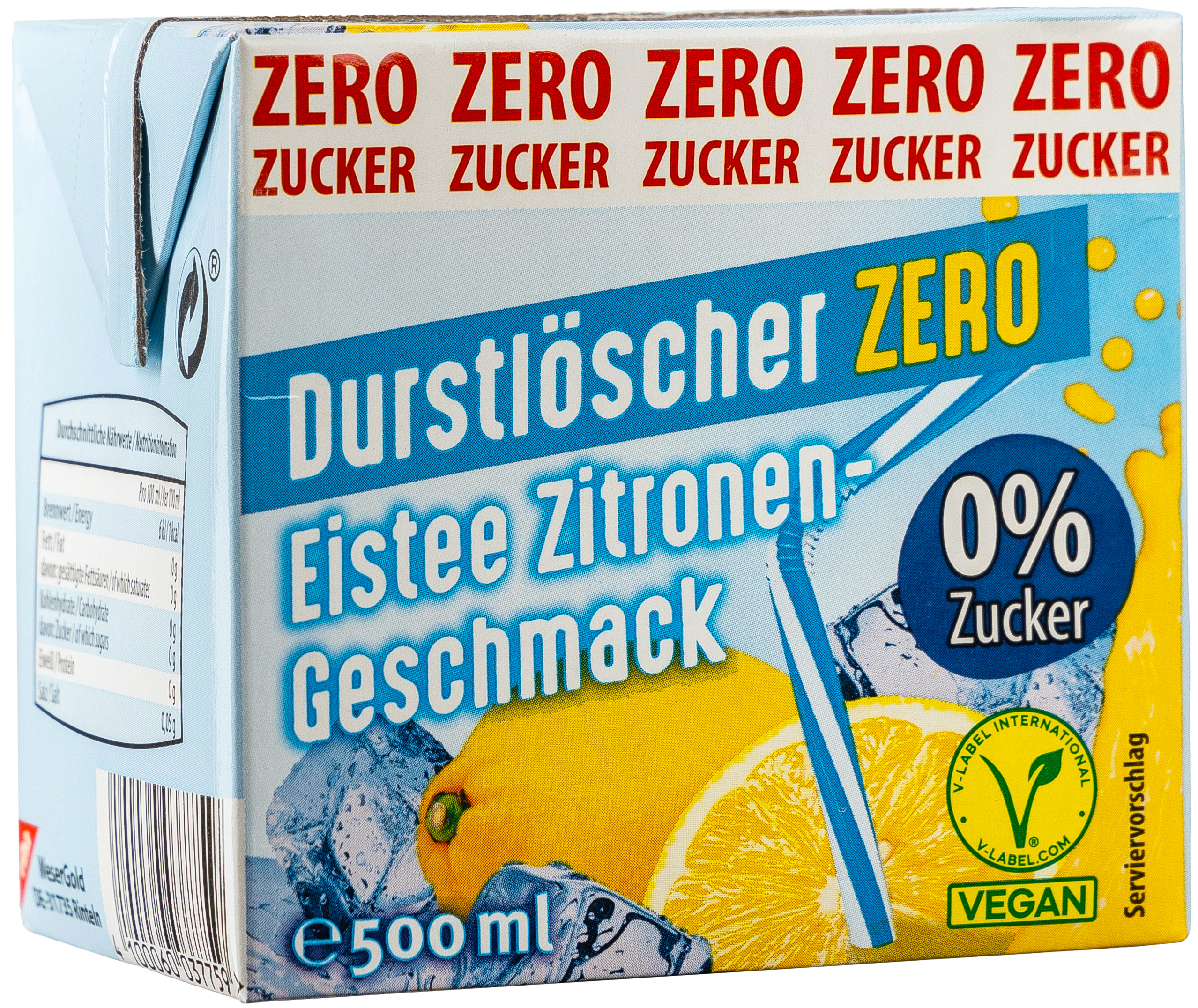Durstlöscher Zero Eistee Zitronen-Geschmack 0,5L