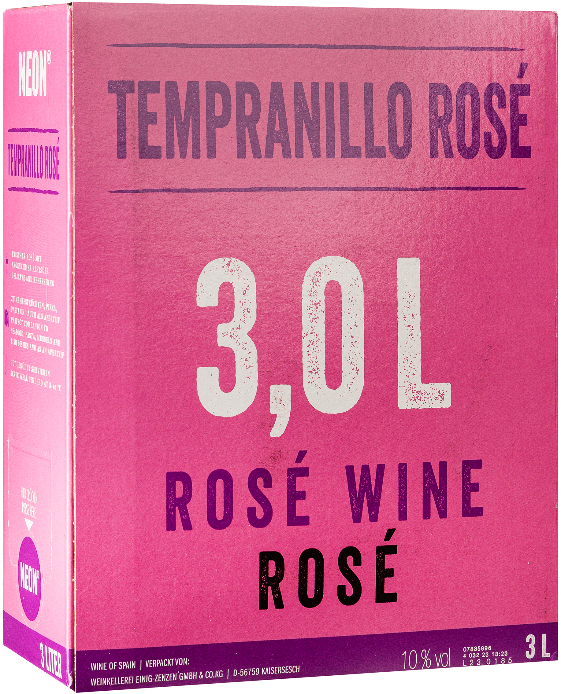 Neon Tempranillo rosé 10% vol. 3,0L 