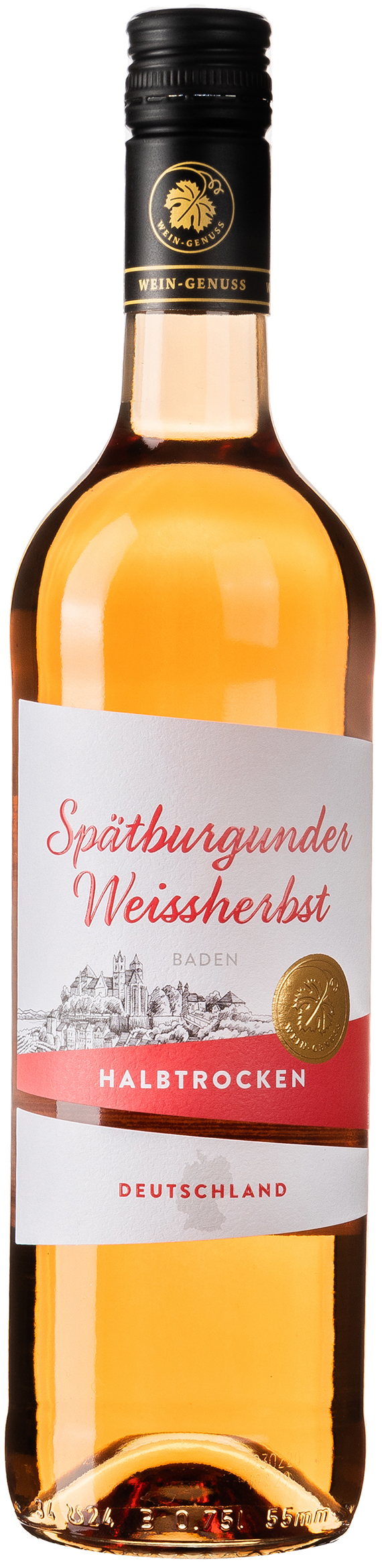 Wein-Genuss Baden Spätburgunder Weissherbst halbtrocken 12% vol. 0,75L 